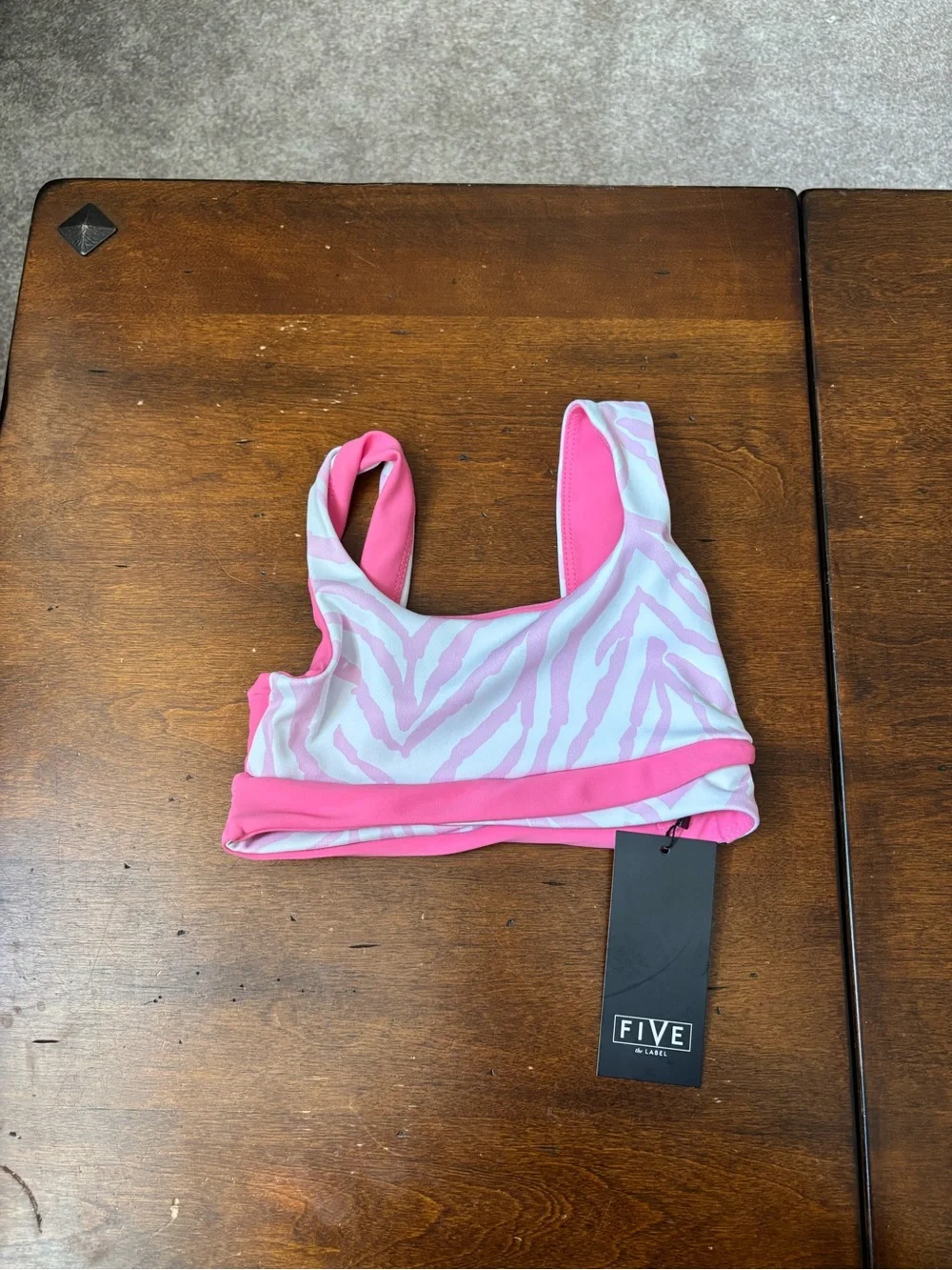 FIVE the label Girls' Pink Zebra Print sports bra Top